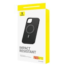 BASEUS magnetni ovitek za iphone 15 plus baseus fauxther series (black)