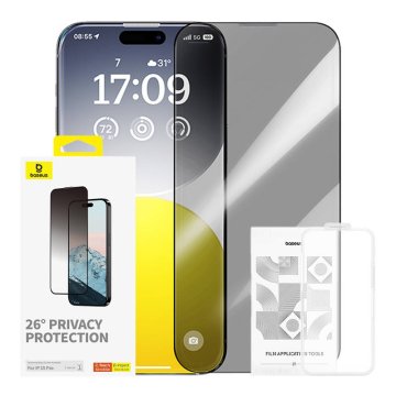BASEUS Diamond iPhone 15 Pro zasebnost kaljeno steklo