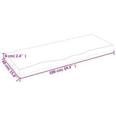 Greatstore Stenska polica 100x40x(2-6) cm neobdelana trdna hrastovina