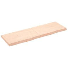 Greatstore Stenska polica 160x50x(2-6) cm neobdelana trdna hrastovina