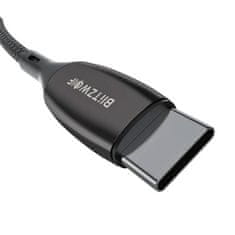 Blitzwolf kabel usb-c do usb-c blitzwolf bw-tc23, z zaslonom, 100 W, 1,8 m (črn)