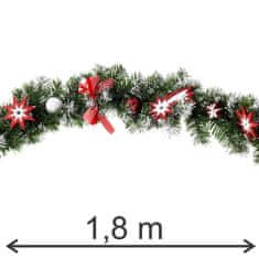 Aga Božični venček z okraski 180 cm Rdeče-bela