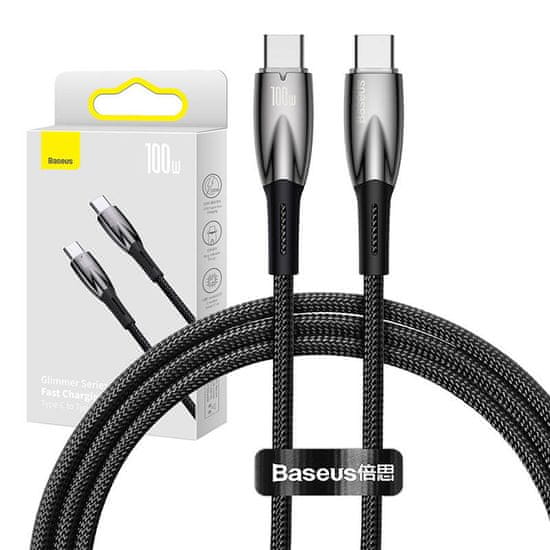 BASEUS Kabel USB-C na USB-C Glimmer, 100 W, 1 m (črn)