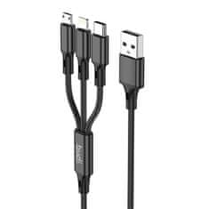 Budi Kabel 3v1 usb v usb-c / lightning / micro usb budi 1m (črn)