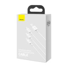 BASEUS Kabel USB 3-v-1 Superior Series, USB na micro USB / USB-C / Lightning, 3,5 A, 1,2 m (bel)