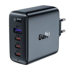 A37 PD 100W GaN 4x USB omrežni polnilec, (črn)
