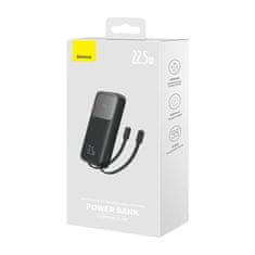 BASEUS Powerbank Comet s kablom USB na USB-C, 10000 mAh, 22,5 W (črna)