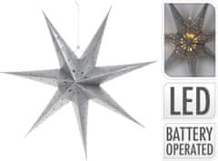 STREFA Svetlobna zvezda STAR 60cm zložljiva, papir s srebrno folijo, 10LED