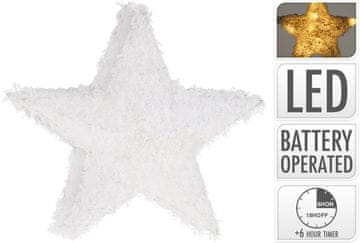 STREFA Svetila STAR 40cm, 20LED s snegom in časovnikom, bela