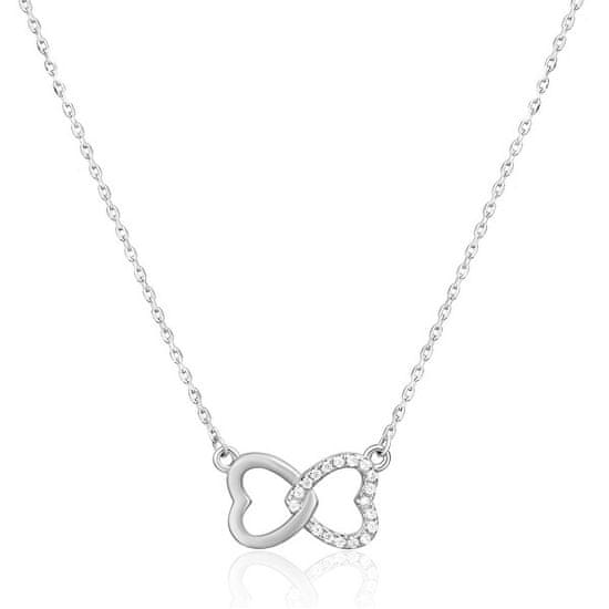 JVD Bleščeča srebrna ogrlica Linked Hearts SVLN0422XH2BI45