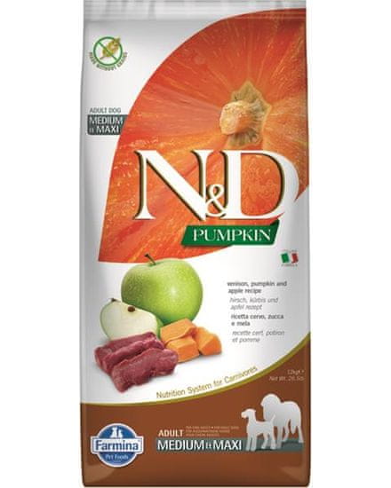 Farmina N&D dog PUMPKIN (GF) adult medium & maxi, divjačina in jabolko 12 kg granul za pse