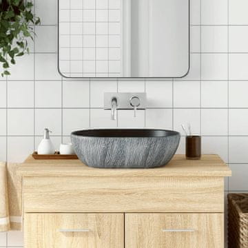 Vidaxl vidaXL Umivalnik za pult črno-siv ovalen 47x33x13 cm