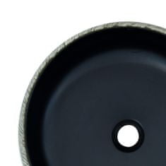 Greatstore Nadpultni umivalnik črn in siv okrogel Φ41x14 cm keramika