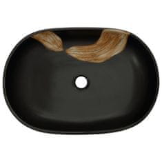shumee Nadpultni umivalnik črn ovalen 59x40x14 cm keramika