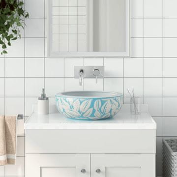 Vidaxl vidaXL Umivalnik za pult belo-moder okrogel Φ41x14 cm