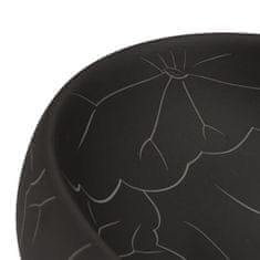 Greatstore Nadpultni umivalnik črn ovalen 59x40x15 cm keramika