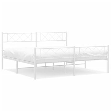 Vidaxl Kovinski posteljni okvir z vzglavjem in vznožjem bel 183x213 cm
