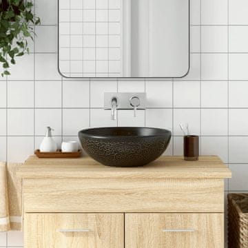 Vidaxl vidaXL Umivalnik za pult črne barve okrogel Φ41x14 cm keramičen