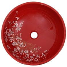 shumee Nadpultni umivalnik črn in rdeč okrogel Φ41x14 cm keramika