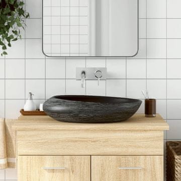 Vidaxl vidaXL Umivalnik za pult, sivo-črn, ovalen, 59x40x14 cm