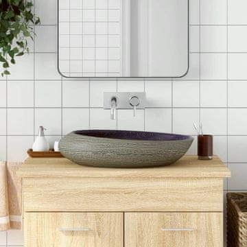 Vidaxl vidaXL Umivalnik za pult vijolično siv ovalen 59x40x14 cm
