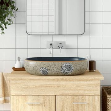 Vidaxl vidaXL Umivalnik za pult peščeno moder ovalen 59x40x14 cm