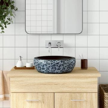 Vidaxl vidaXL Umivalnik za pult črno-moder okrogel Φ41x14 cm