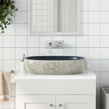 Vidaxl vidaXL Umivalnik za pult peščeno moder ovalen 59x40x14 cm