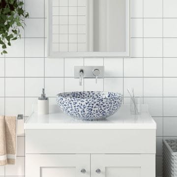 Vidaxl vidaXL Umivalnik za pult belo-moder okrogel Φ41x14 cm