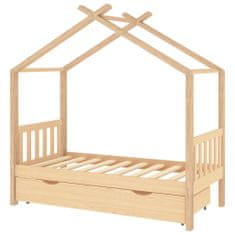 Vidaxl Otroški posteljni okvir s predalom trdna borovina 80x160 cm