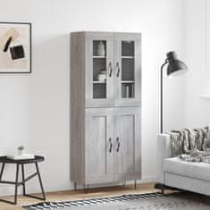 Vidaxl Visoka komoda siva sonoma 69,5x34x180 cm inženirski les