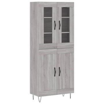 Vidaxl Visoka komoda siva sonoma 69,5x34x180 cm inženirski les