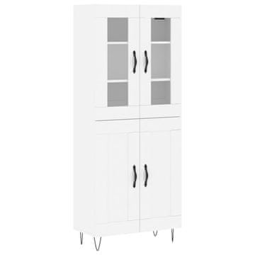 Vidaxl Visoka omara bela 69,5x34x180 cm inženirski les