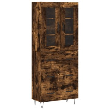 Vidaxl Visoka komoda dimljen hrast 69,5x34x180 cm inženirski les
