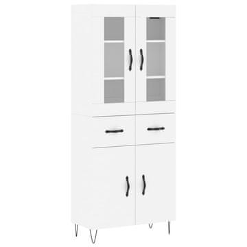 Vidaxl Visoka omara bela 69,5x34x180 cm inženirski les