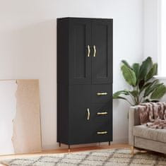 Vidaxl Visoka komoda črna 69,5x34x180 cm inženirski les