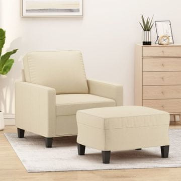 Vidaxl vidaXL Fotelj s podnožjem, kremne barve, 60 cm, oblazinjen s tkanino