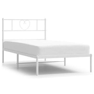 Vidaxl Kovinski posteljni okvir z vzglavjem bel 100x200 cm