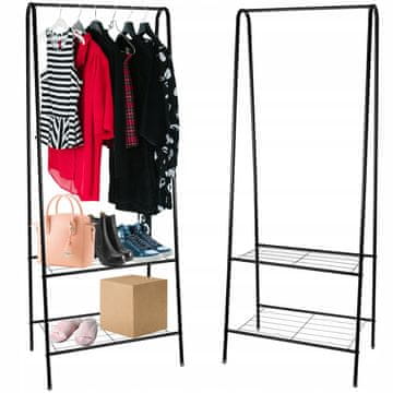 Ruhhy Kovinski obešalnik s policami za čevlje 152cm črn