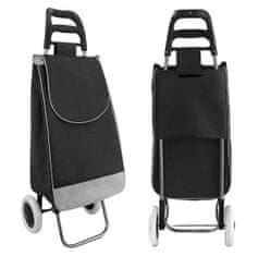 aptel Velik nakupovalni voziček in trdna torba na kolesih črn
