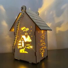 Malatec LED lesena božična hišica laterna