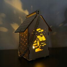 Malatec LED lesena božična hišica laterna