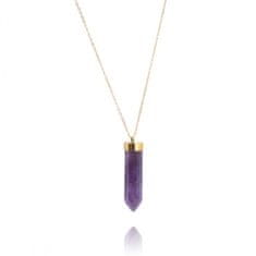 Northix Čudovita ogrlica - vijoličen kamen - zlata verižica 