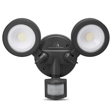 Maclean maclean led svetilka, stenska, s pir senzorjem, pc+alu, 20W, 1900lm, ip65, nevtralna bela 4000k, siva, mce368