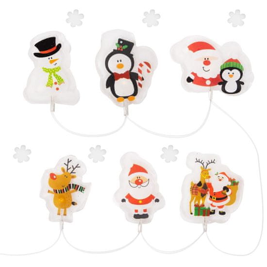 Family Christmas LED svetlobna veriga z gel nalepkami za na steklo 6 LED 2xAA