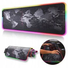 MG World Map RGB gaming podloga za miško 80 x 30 cm, črna