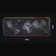MG World Map RGB gaming podloga za miško 80 x 30 cm, črna