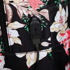 Bcross nahrbtnik z vgrajenim USB kablom 20L, pink flowers