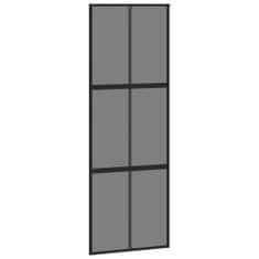Vidaxl Drsna vrata črna 76x205 cm kaljeno steklo in aluminij