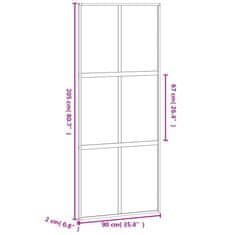 Vidaxl Drsna vrata črna 90x205 cm kaljeno steklo in aluminij